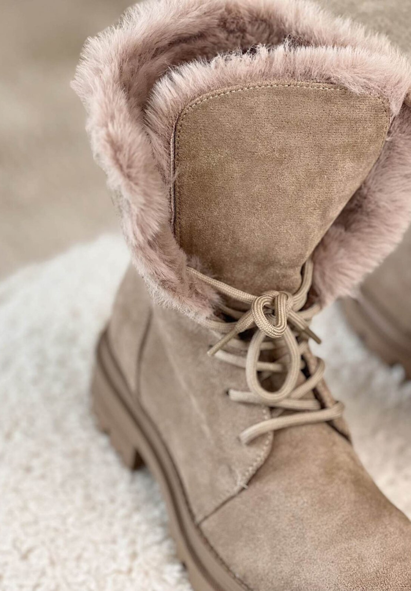 Bottines plates fourrure beige - Malta