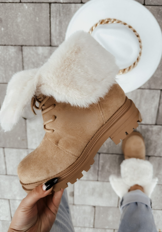 Bottines plates fourrure blanc - Malta