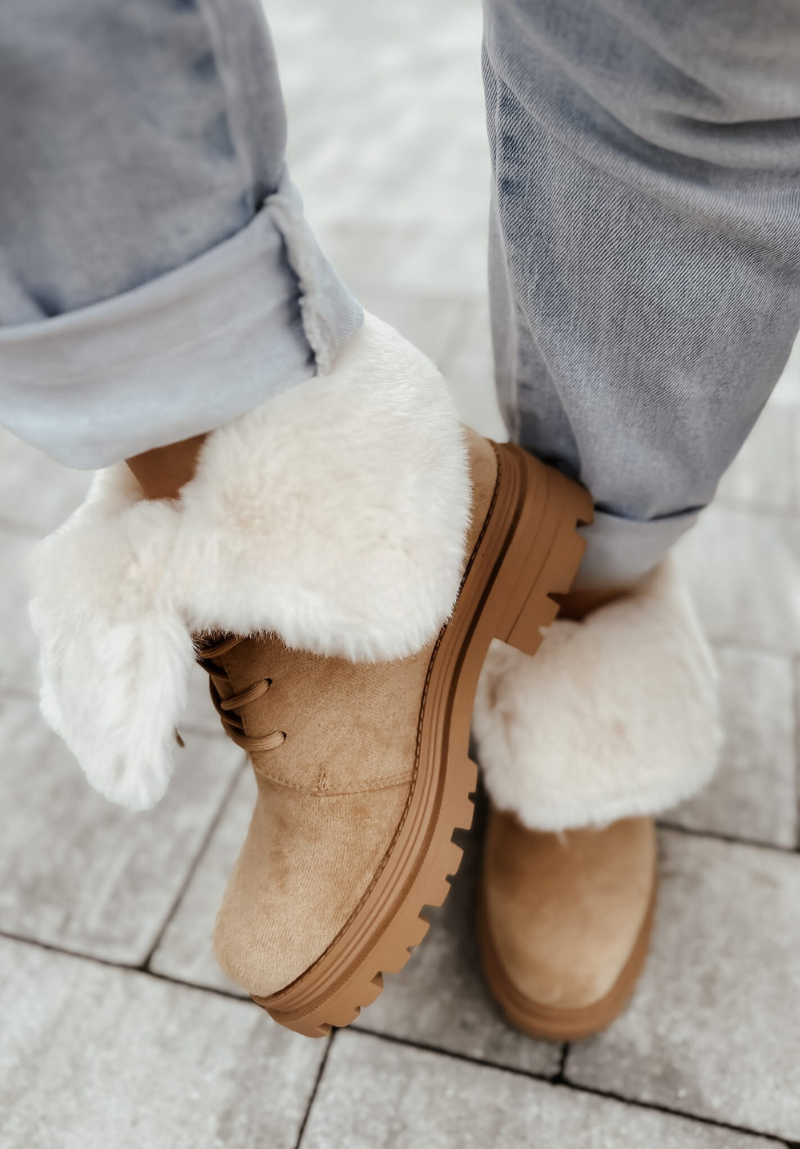 Bottines plates fourrure blanc - Malta