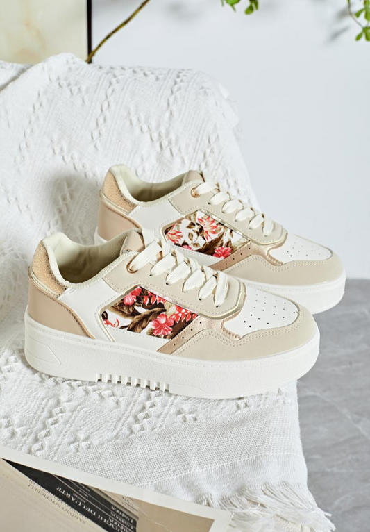 Sneakers avec motif beige - Aria