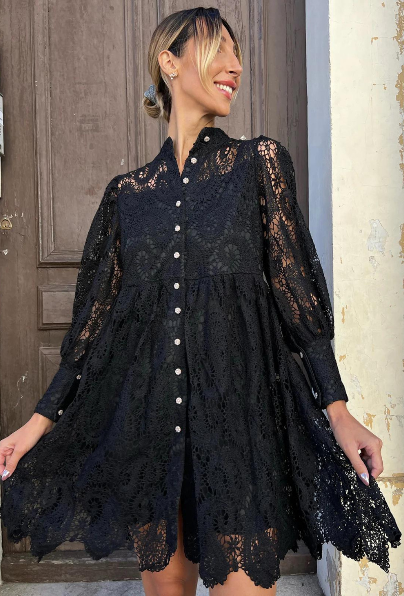 Robe courte dentelle bohème - Lopez