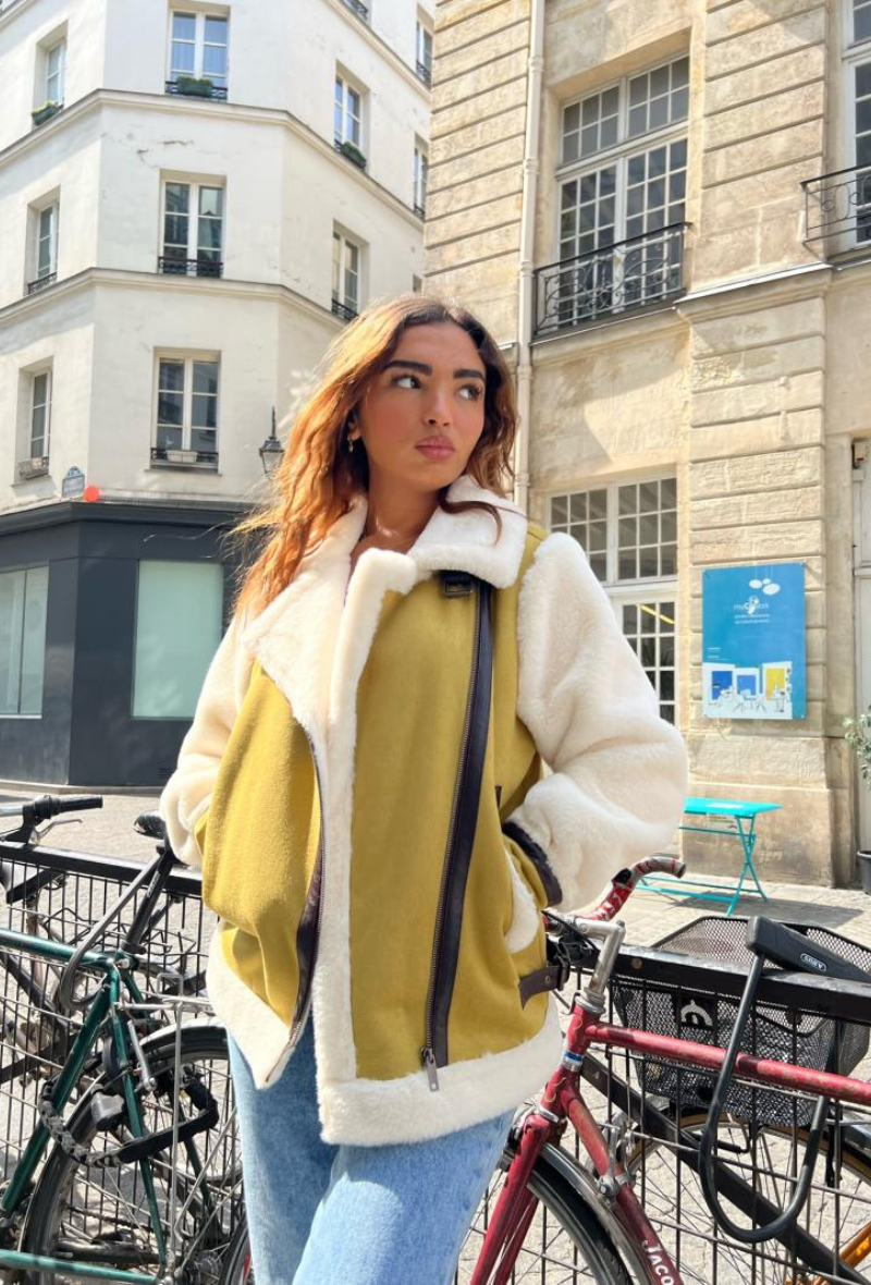 Veste en fourrure olive - Ancy