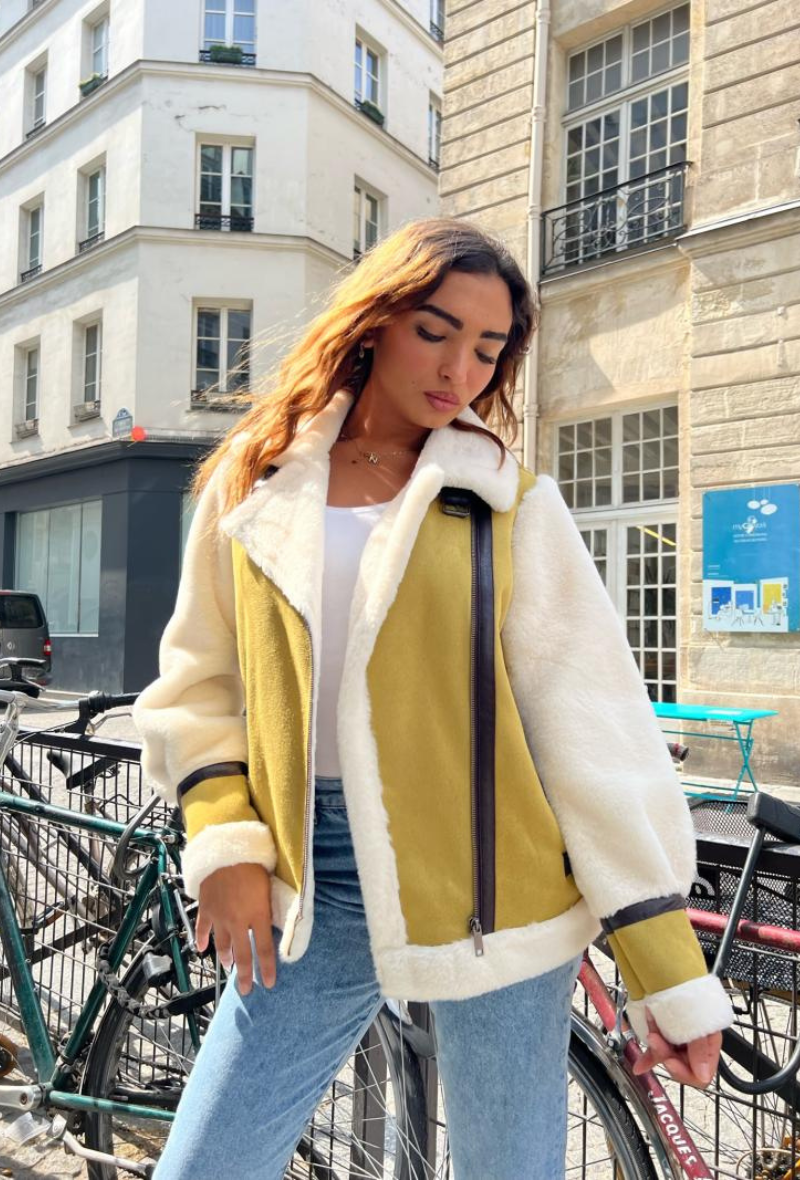 Veste en fourrure olive - Ancy