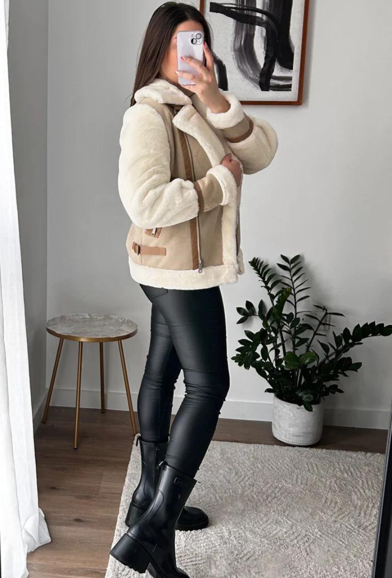 Veste en fourrure beige - Ancy