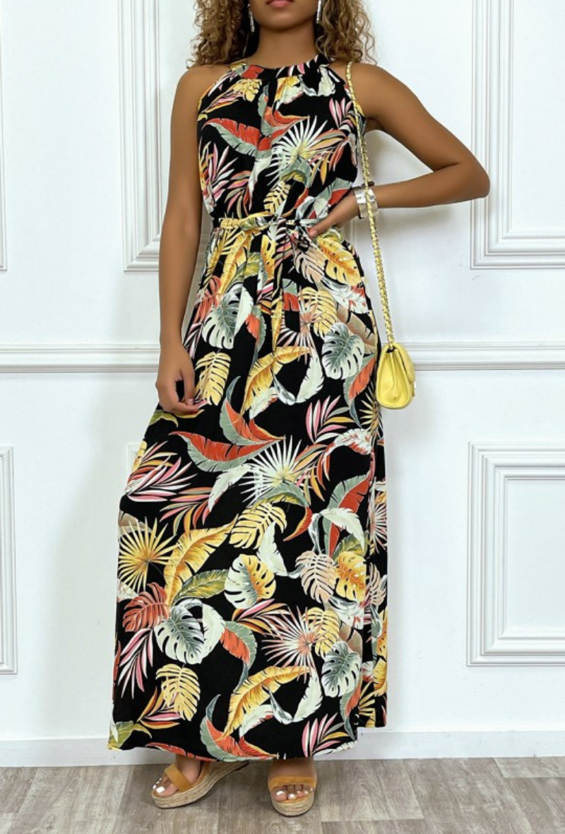 Robe longue avec col rond et dernière pièce disponible - Lara