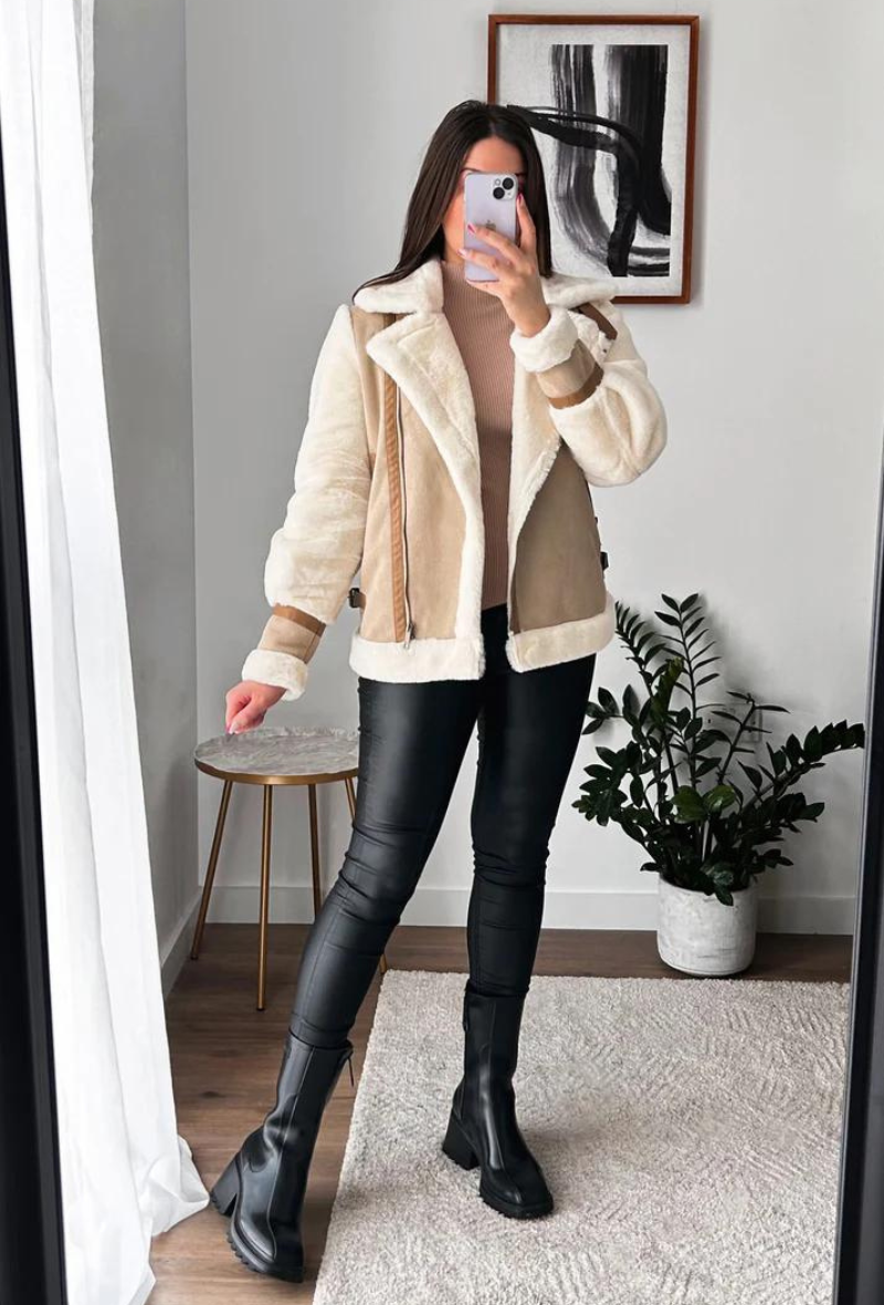 Veste en fourrure beige - Ancy