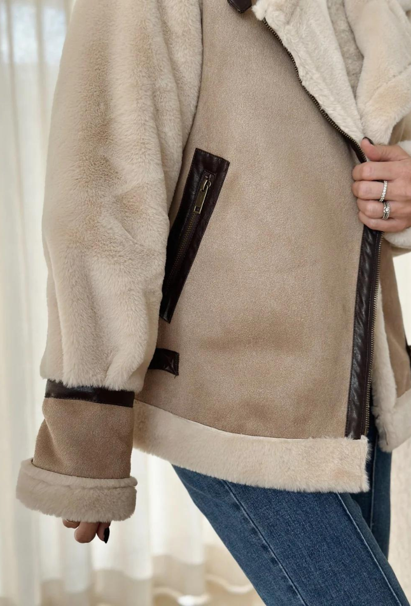 Veste en fourrure taupe - Ancy