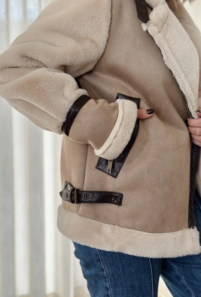 Veste en fourrure taupe - Ancy