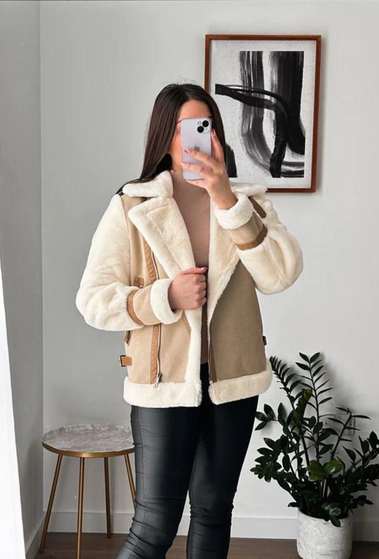 Veste en fourrure beige - Ancy