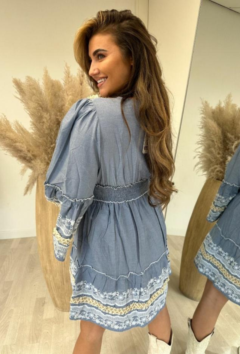 Robe broderie style bohème en coton - Neelya