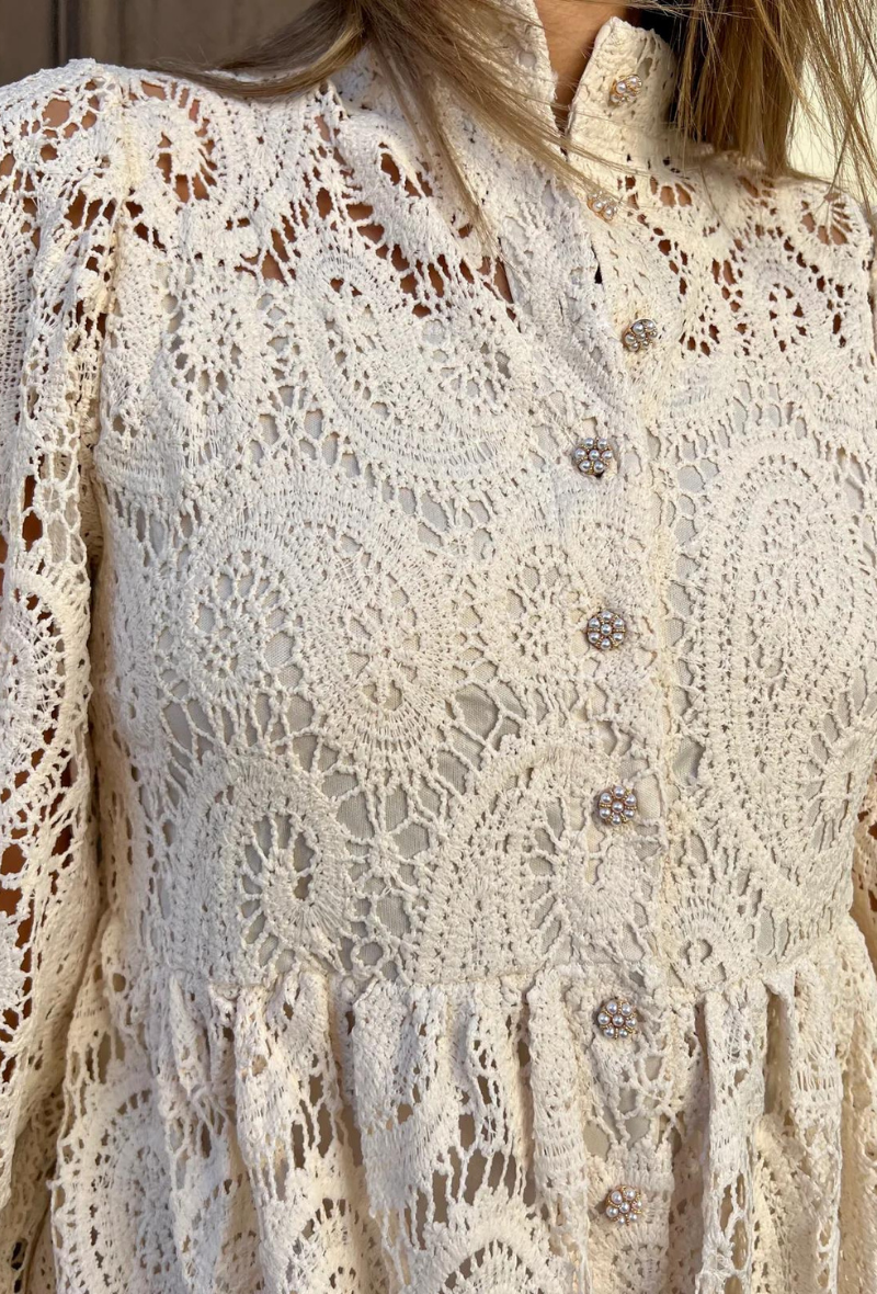 Robe courte dentelle bohème - Lopez