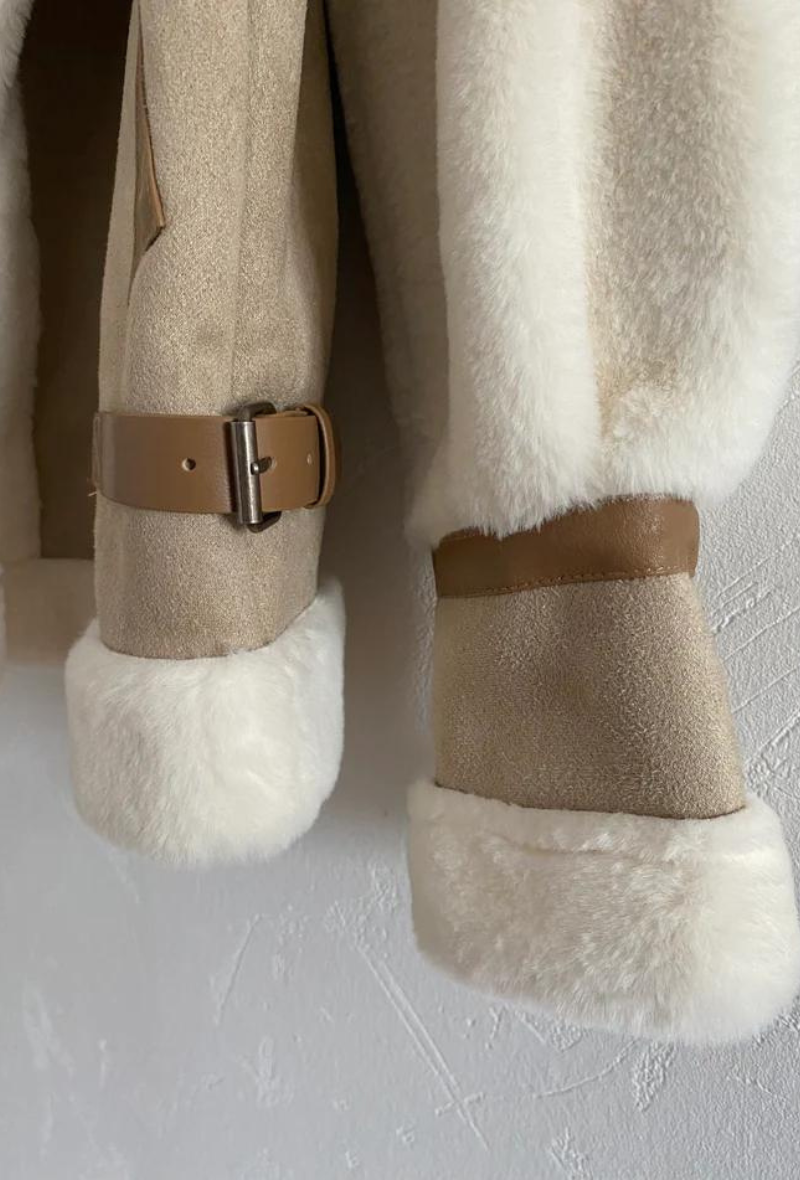 Veste en fourrure beige - Ancy