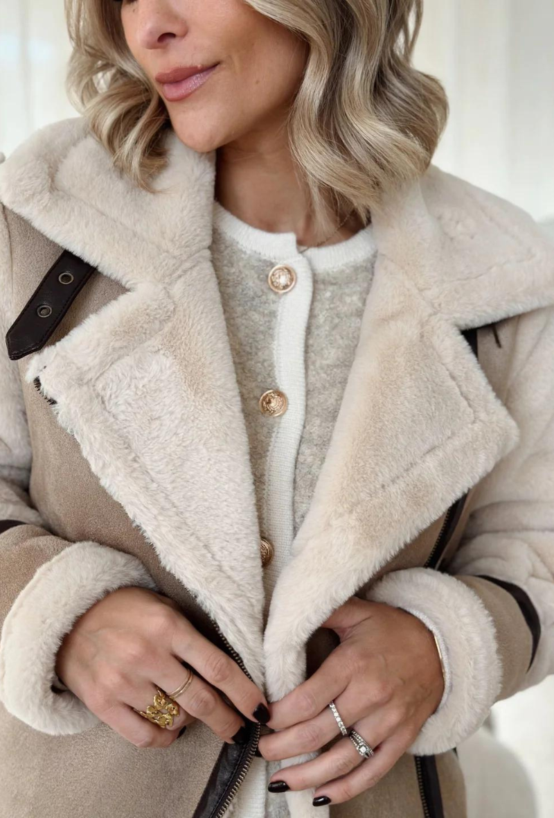 Veste en fourrure taupe - Ancy