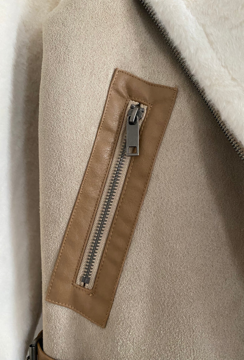 Veste en fourrure beige - Ancy