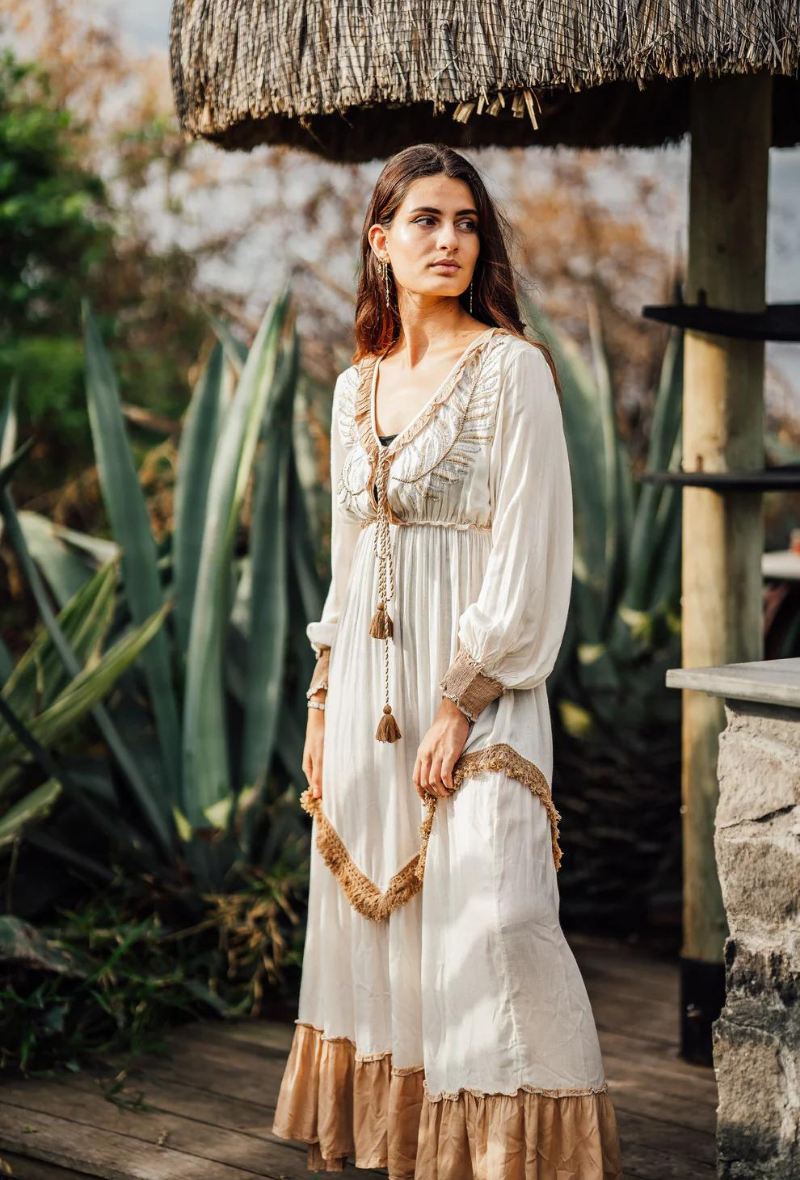 Robe longue style bohème en coton - Lorèna