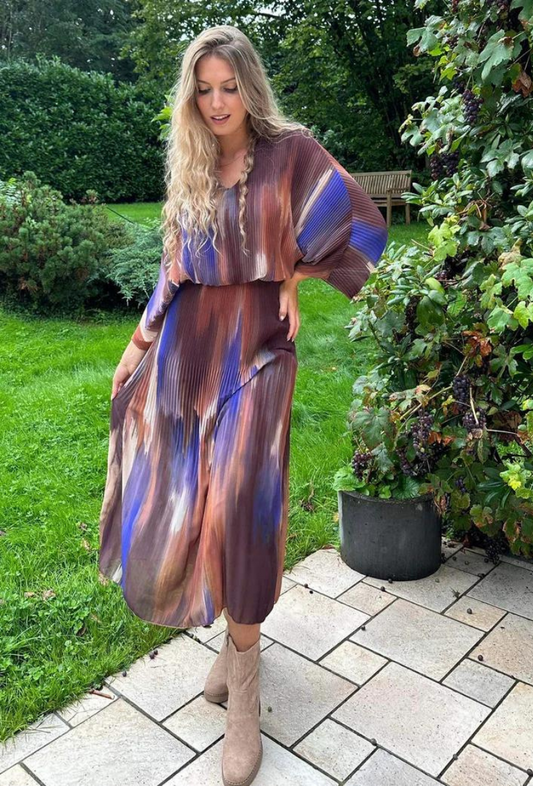 Robe longue imprimée plissé - Sanaa