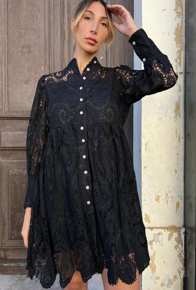 Robe courte dentelle bohème - Lopez