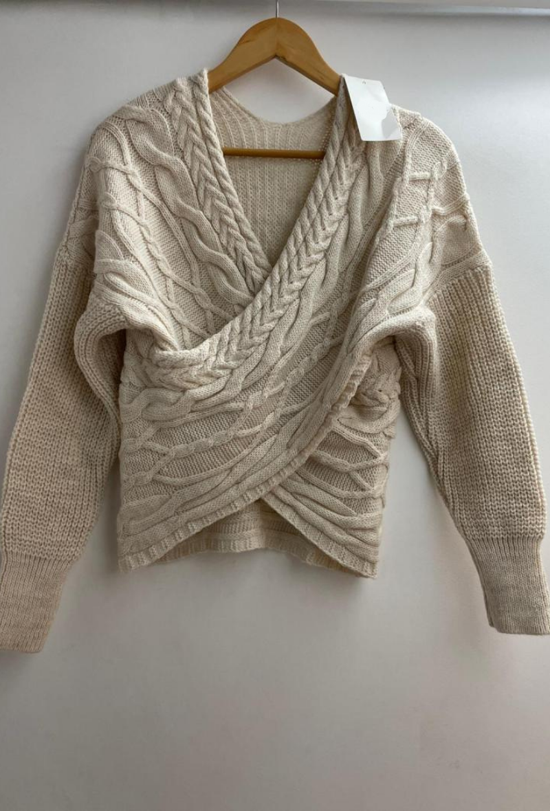 Pull cache-cœur en maille torsadée - Alyssa