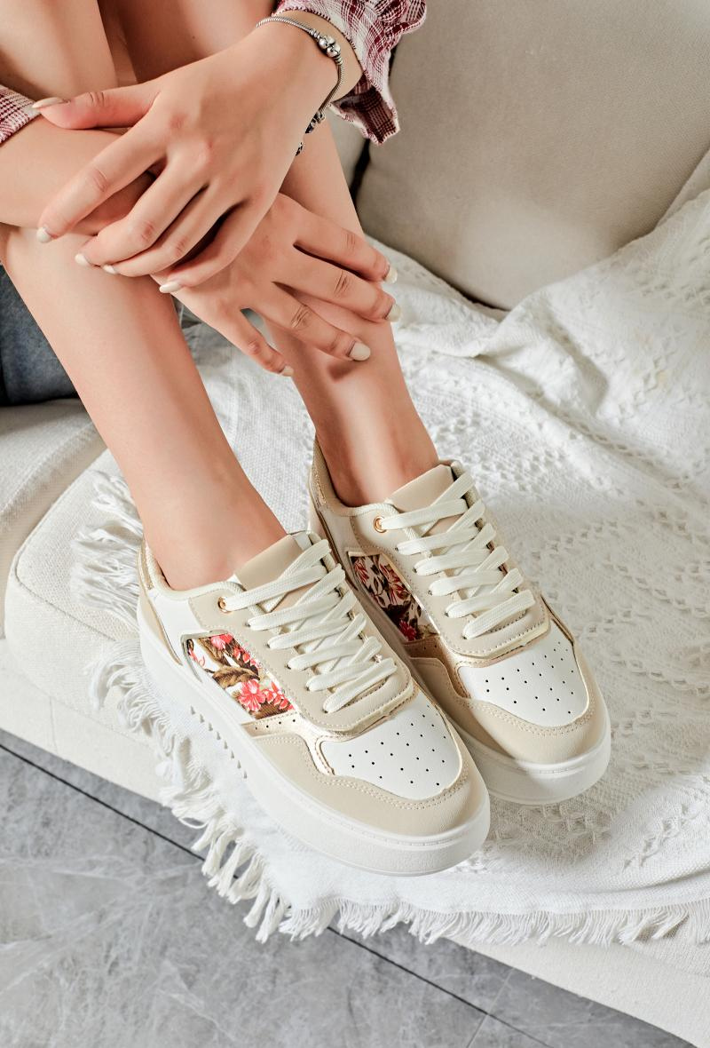 Sneakers avec motif beige - Aria