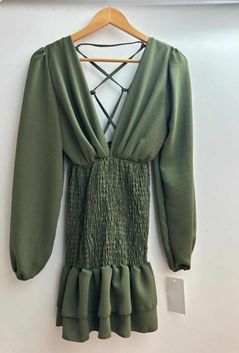 Robe courte uni Kaki - Zeyna