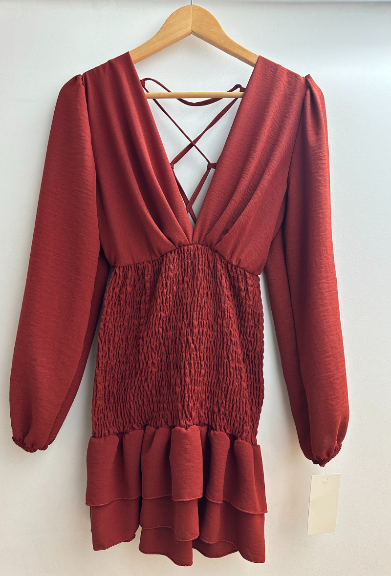 Robe courte uni terracotta - Zeyna