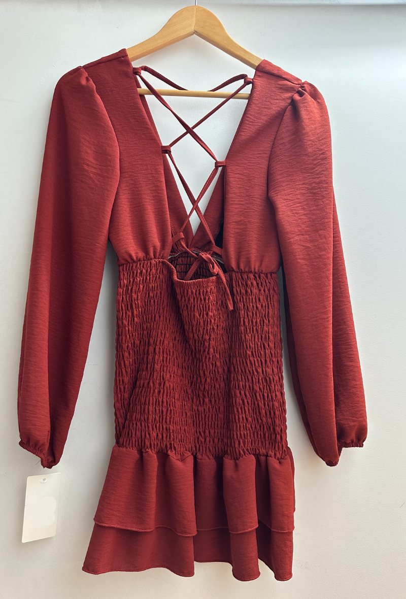 Robe courte uni terracotta - Zeyna