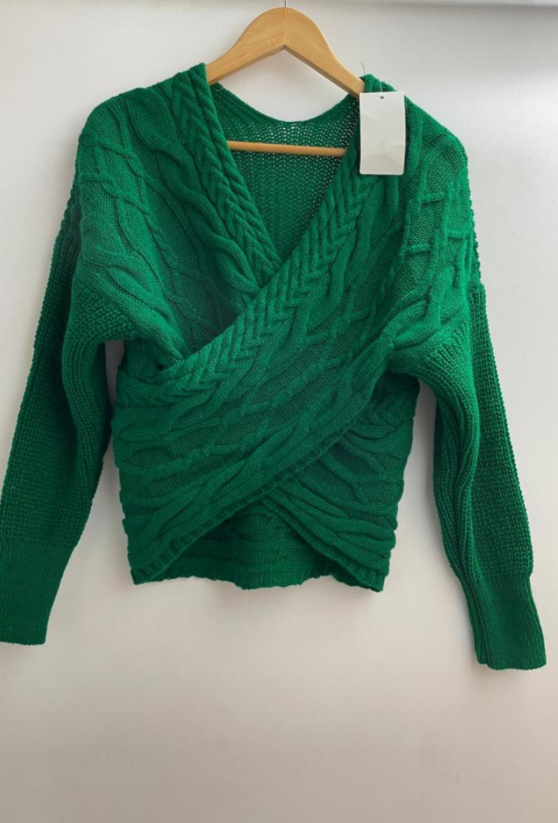 Pull cache-cœur en maille torsadée - Alyssa