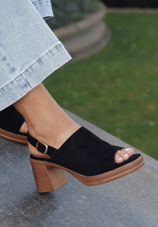 Sandales à talon carré noir - Pamela