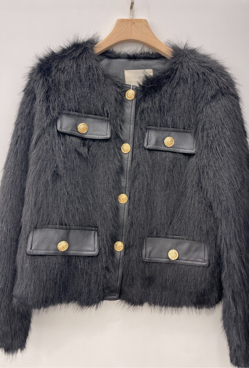 Pré-commande - Veste en fourrure disponible en beige, noir et blanc - Tamaris