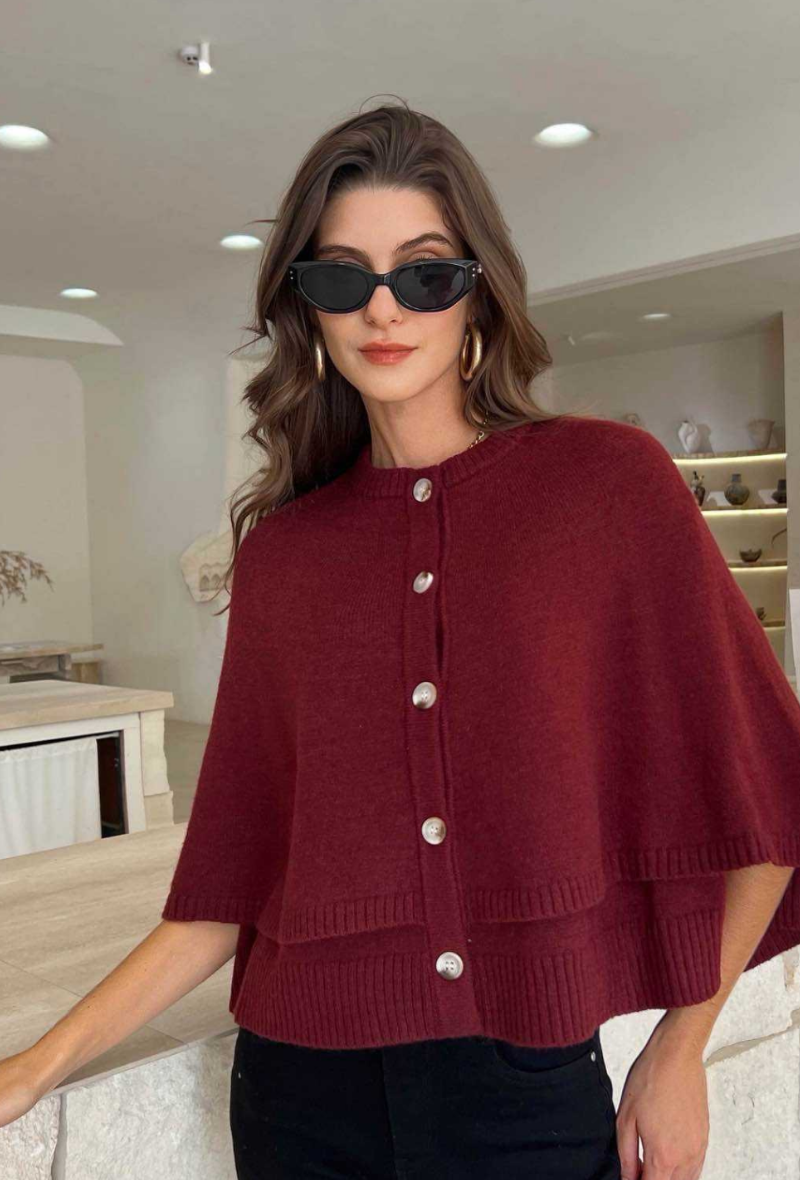 Cardigans avec de la laine en plusieurs couleurs beige, bordeaux, noir et marron - Nora