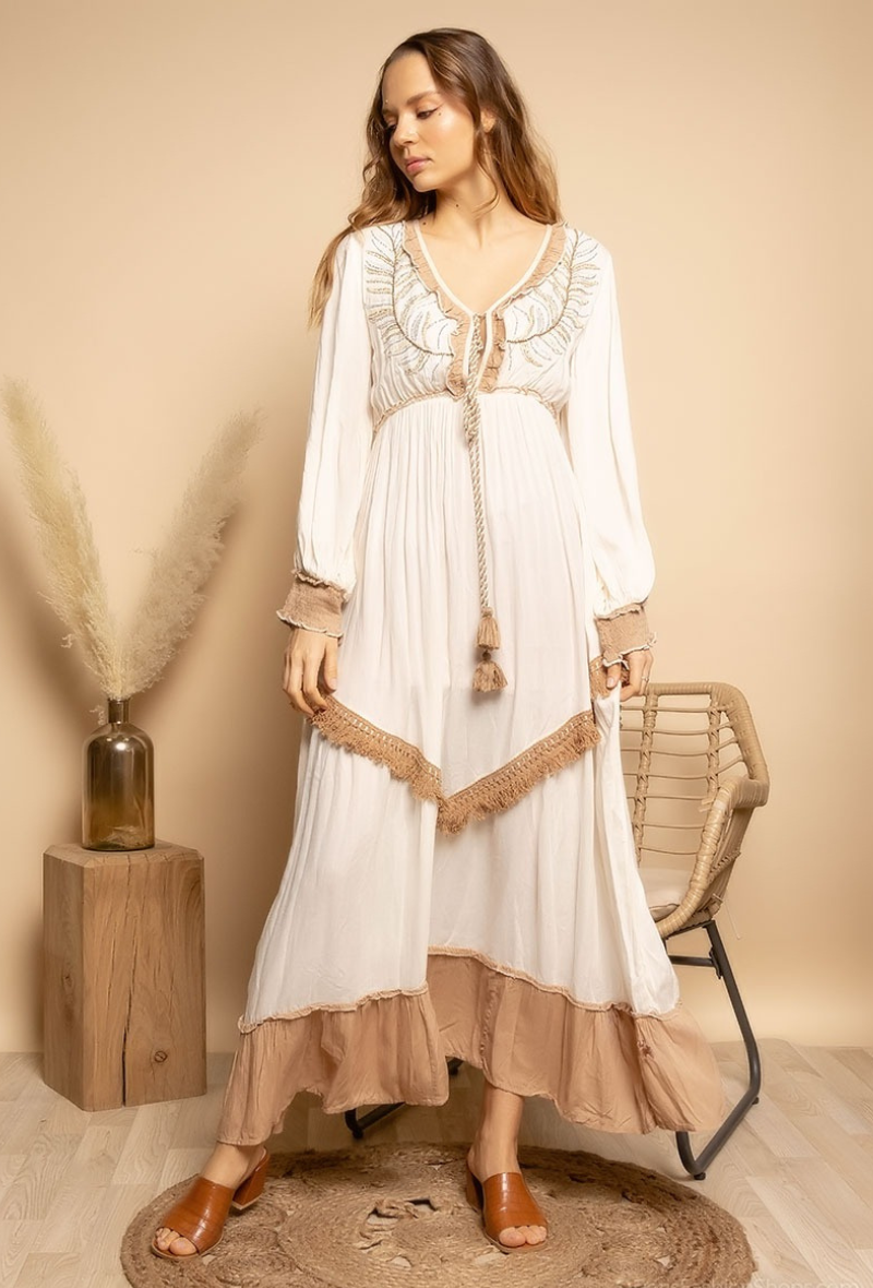 Robe longue style bohème en coton - Lorèna