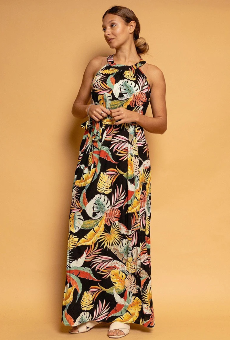 Robe longue avec col rond et dernière pièce disponible - Lara