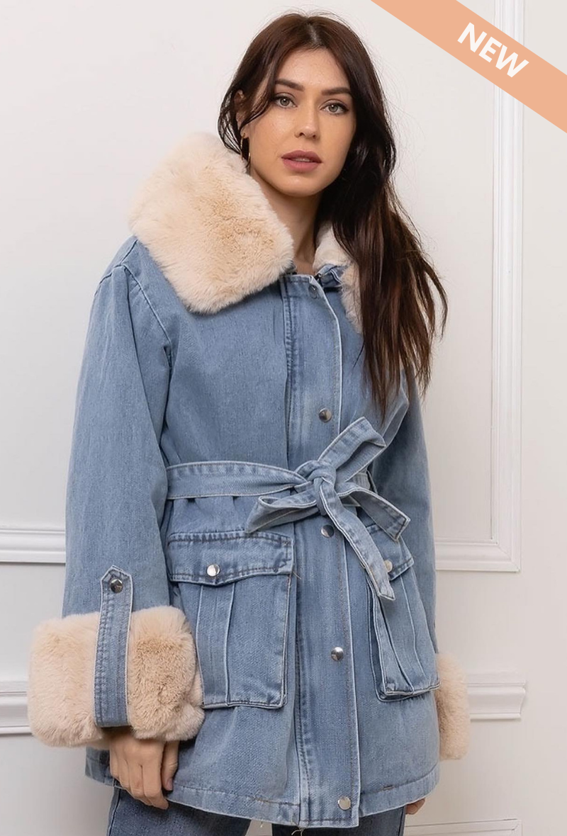 Manteau en jean avec fourrure - Madysa