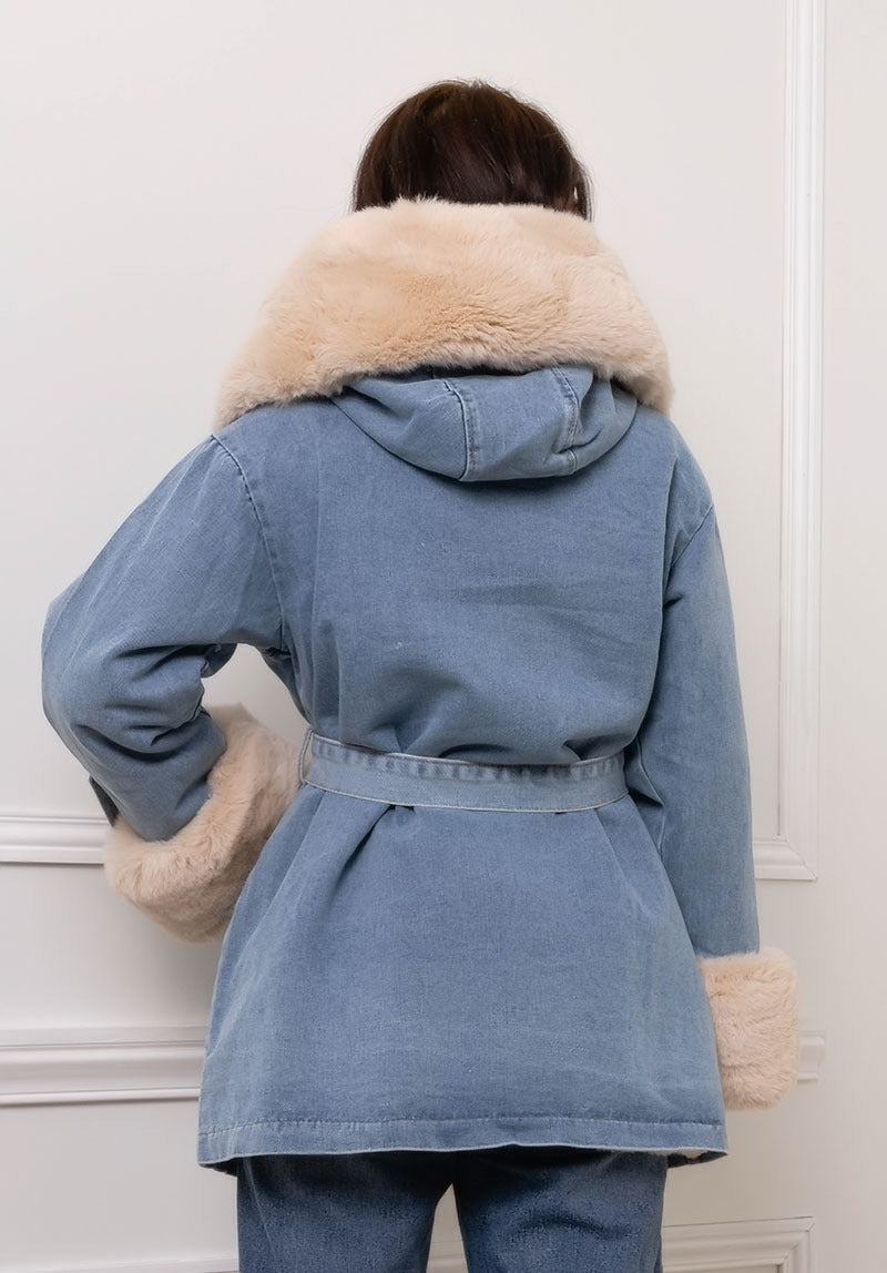 Manteau en jean avec fourrure - Madysa