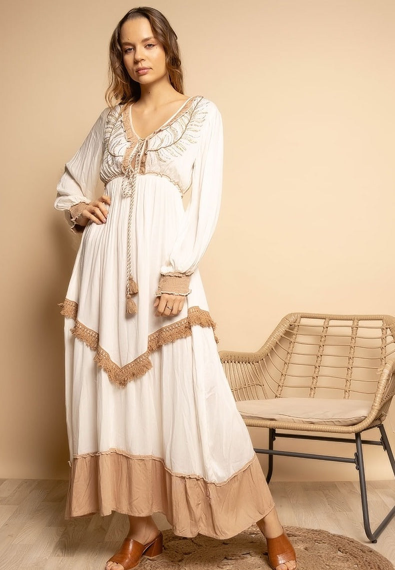 Robe longue style bohème en coton - Lorèna