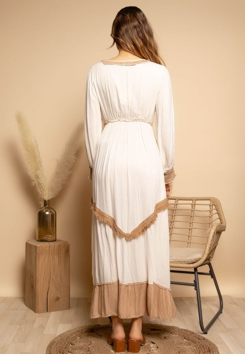 Robe longue style bohème en coton - Lorèna