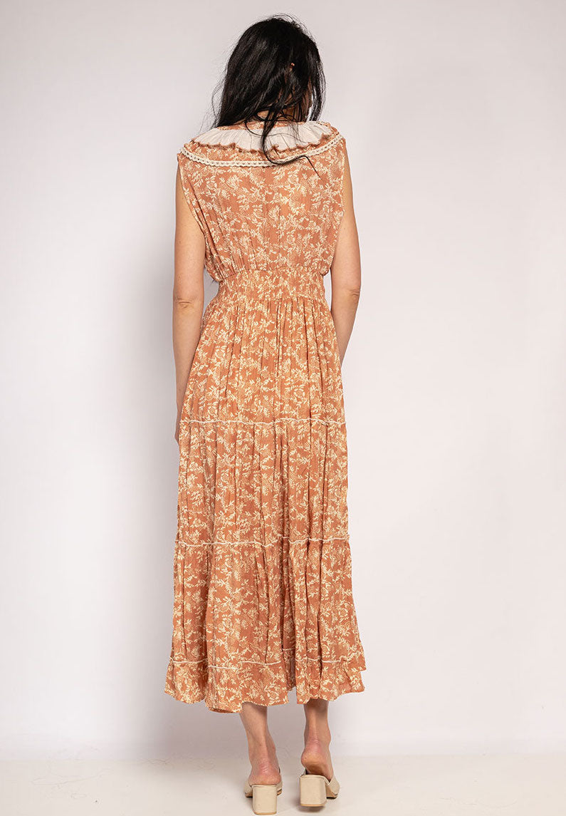 Robe imprimée longue avec broderie et perle - Nawelle