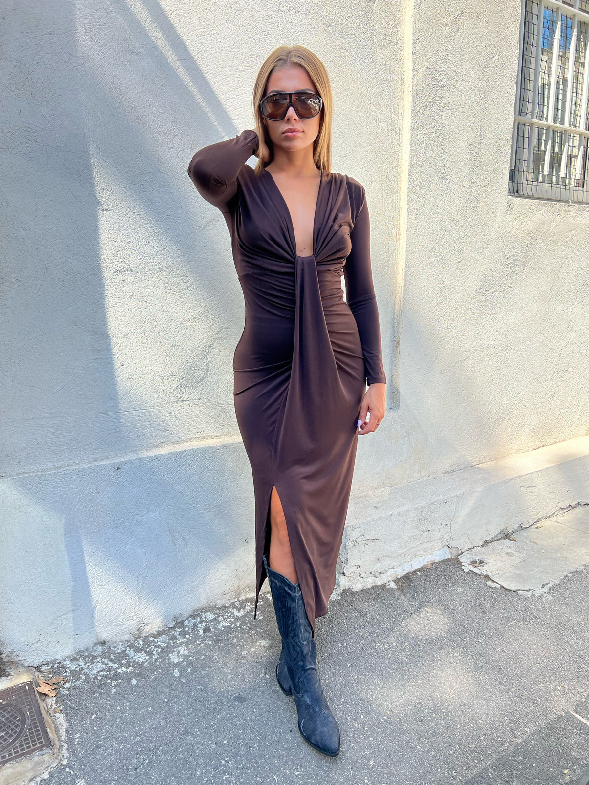 Robe longue avec fente devant - Saldi