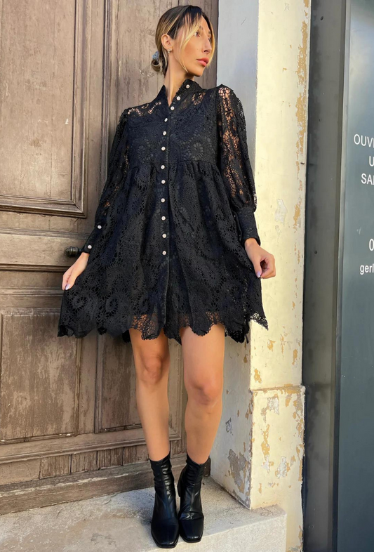robe courte dentelle bohème - lopez