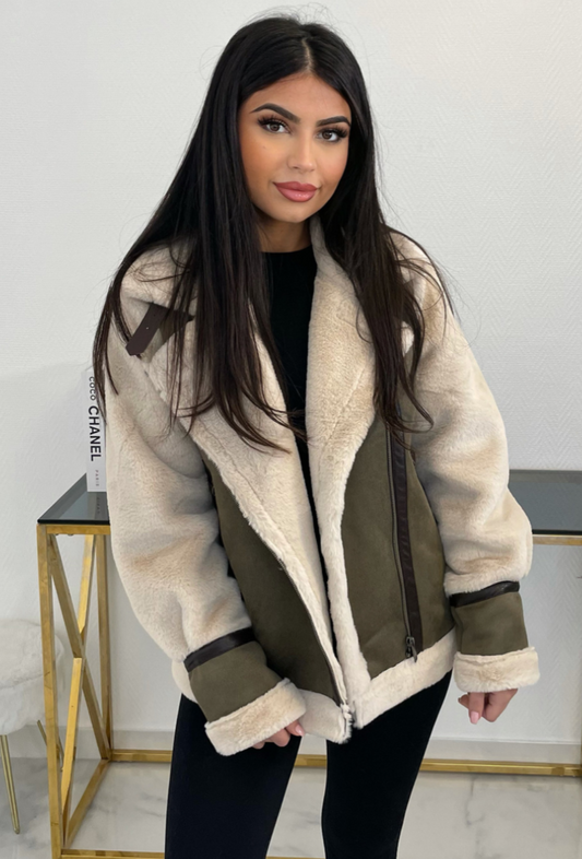 veste en fourrure kaki - ancy