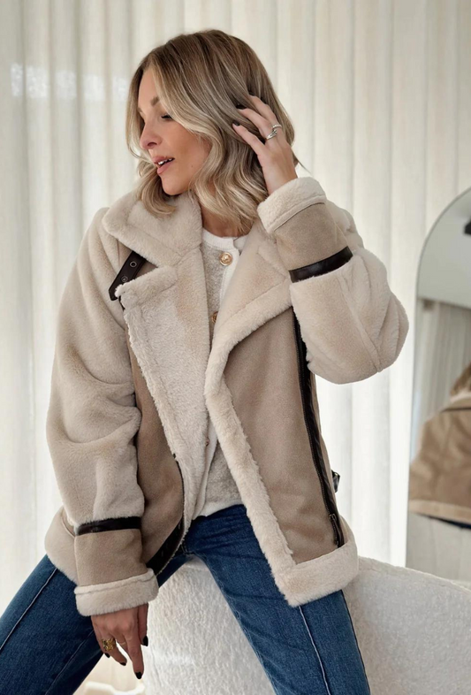 Veste en fourrure taupe - Ancy