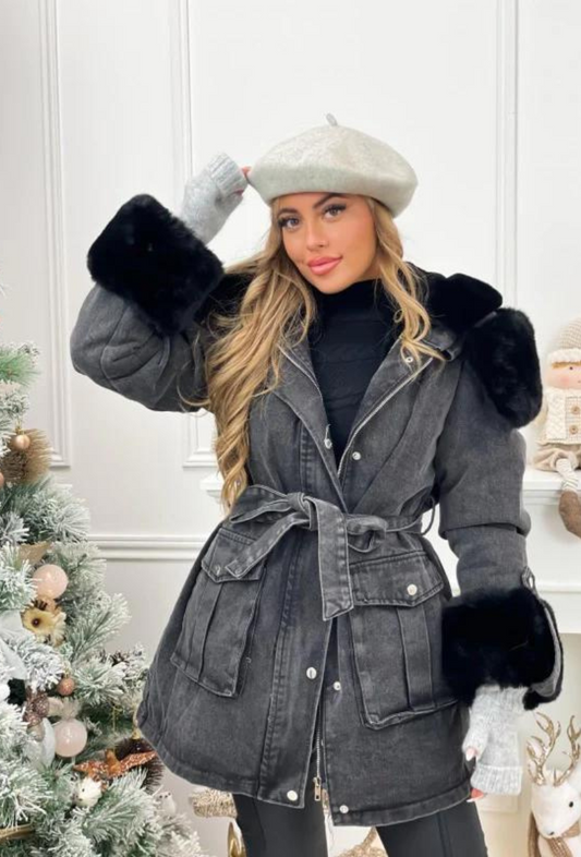 back in stock manteau avec fourrure chic et tendance - romy