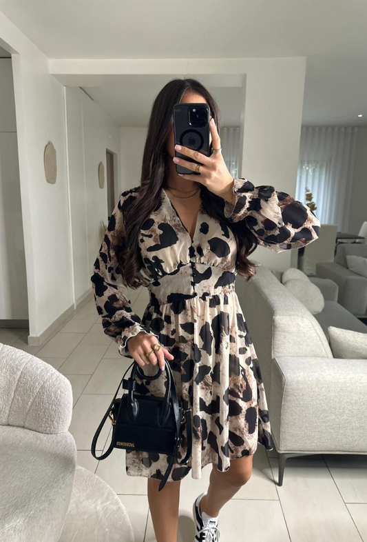 robe courte beige - wickly