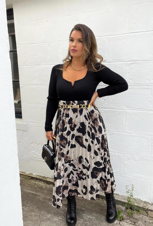 Jupe longue plissée à motifs imprimé - Woody