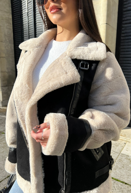veste en fourrure noir - ancy