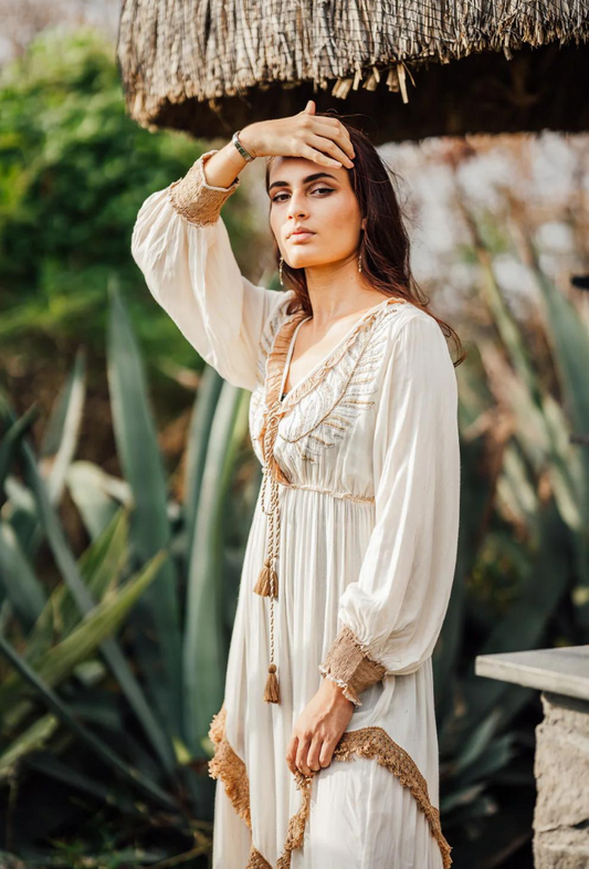 robe longue style bohème en coton  - lorèna