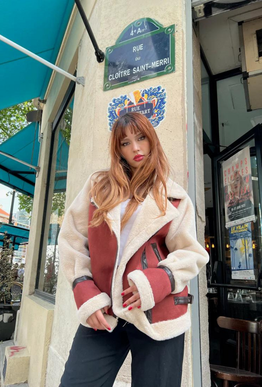veste en fourrure brique - ancy