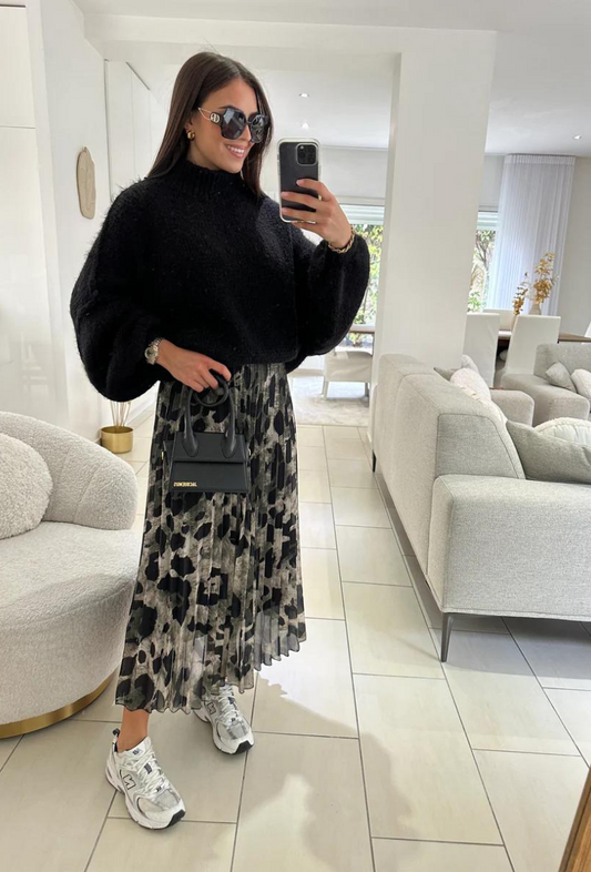 Jupe longue plissée à motifs imprimé - Woody