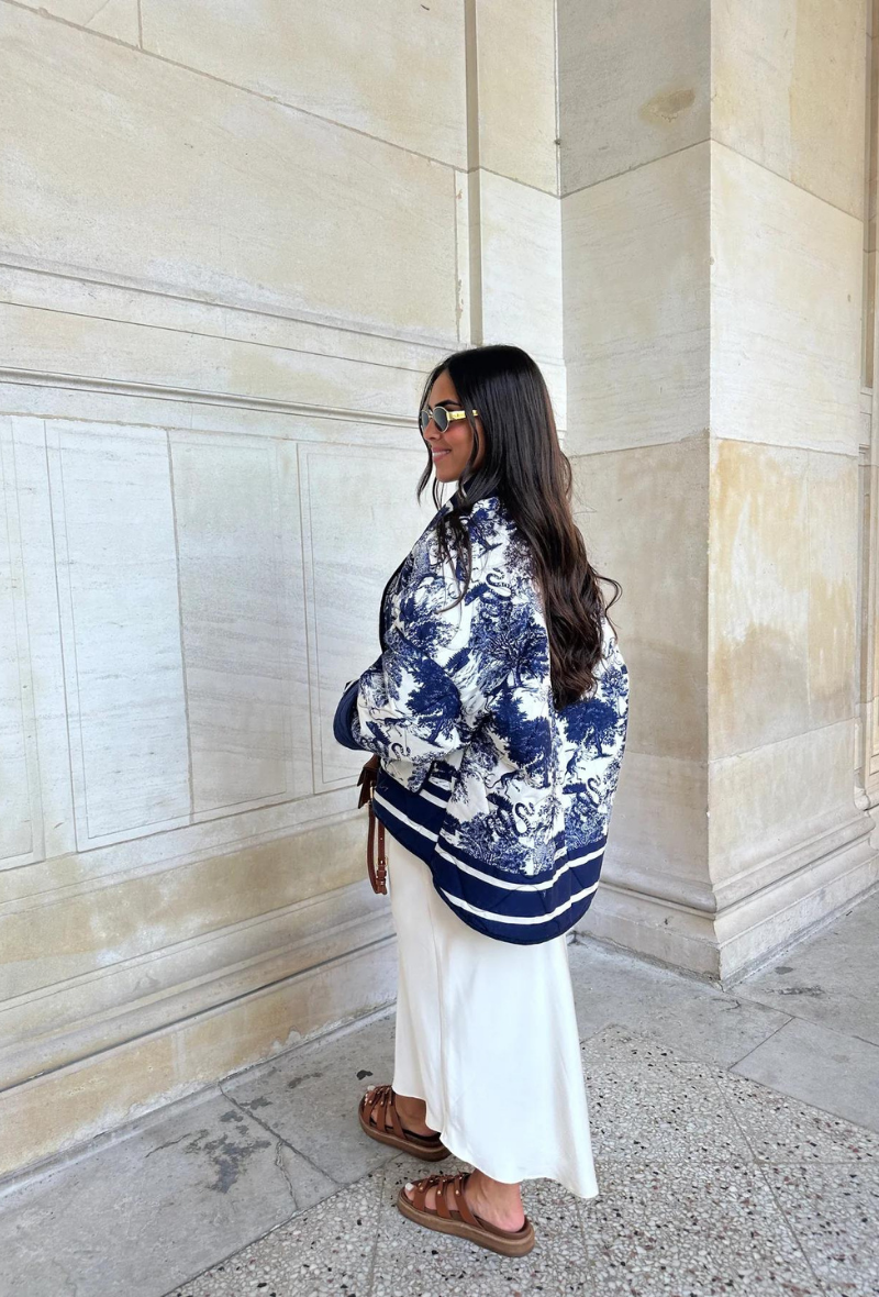 Veste imprimée avec motif bleu - Camilla