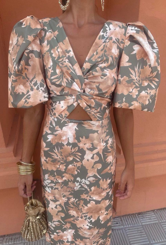 Robe élégante manche bouffante - Olivia